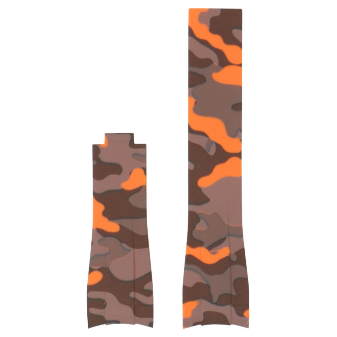R.rx7.12.nb Up Orange Camo (No Buckle) StrapsCo Fitted Camo Rubber Watch Band Strap