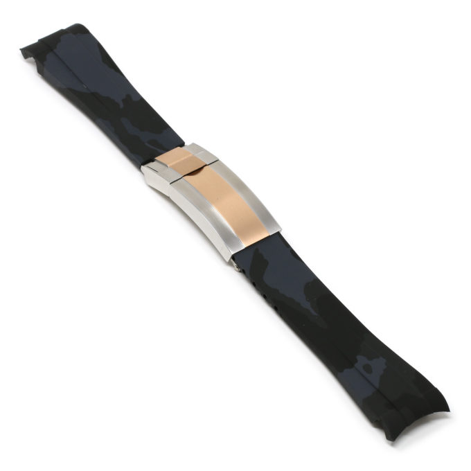 R.rx7.7.ss.rg Angle Grey Camo (Silver & Rose Gold Clasp) StrapsCo Fitted Camo Rubber Watch Band Strap