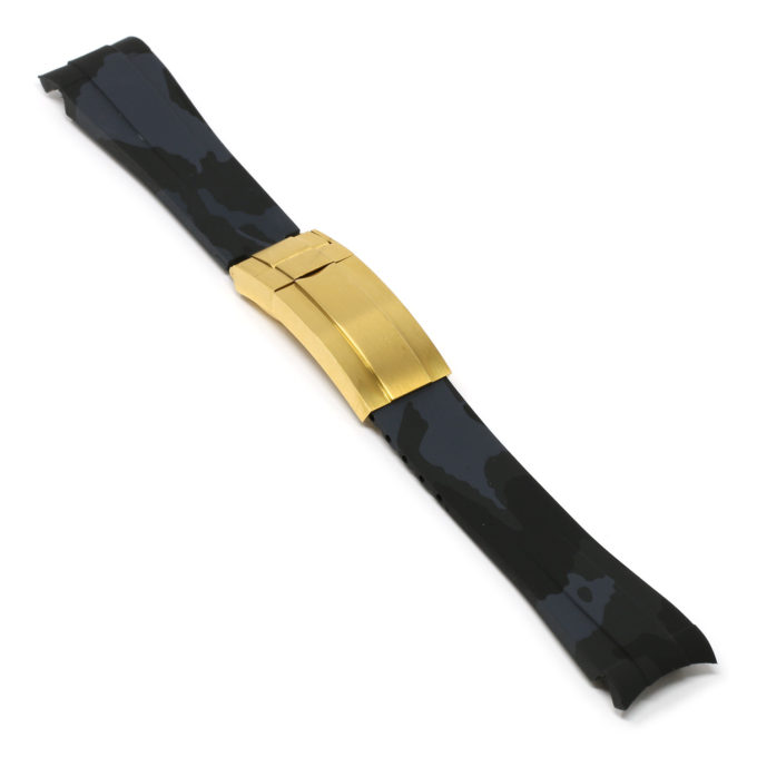 R.rx7.7.yg Angle Grey Camo (Yellow Gold Clasp) StrapsCo Fitted Camo Rubber Watch Band Strap