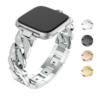 fb.m105.ss Gallery Silver StrapsCo Alloy Metal Link Watch Bracelet Band with Rhinestones for Fitbit Versa