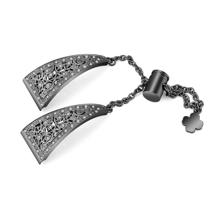 fb.m93.mb Angle Black StrapsCo Stainless Steel Adjustable Bracelet with Rhinestones for Fitbit Versa