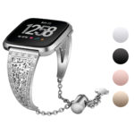 fb.m93.ss Gallery Silver StrapsCo Stainless Steel Adjustable Bracelet with Rhinestones for Fitbit Versa