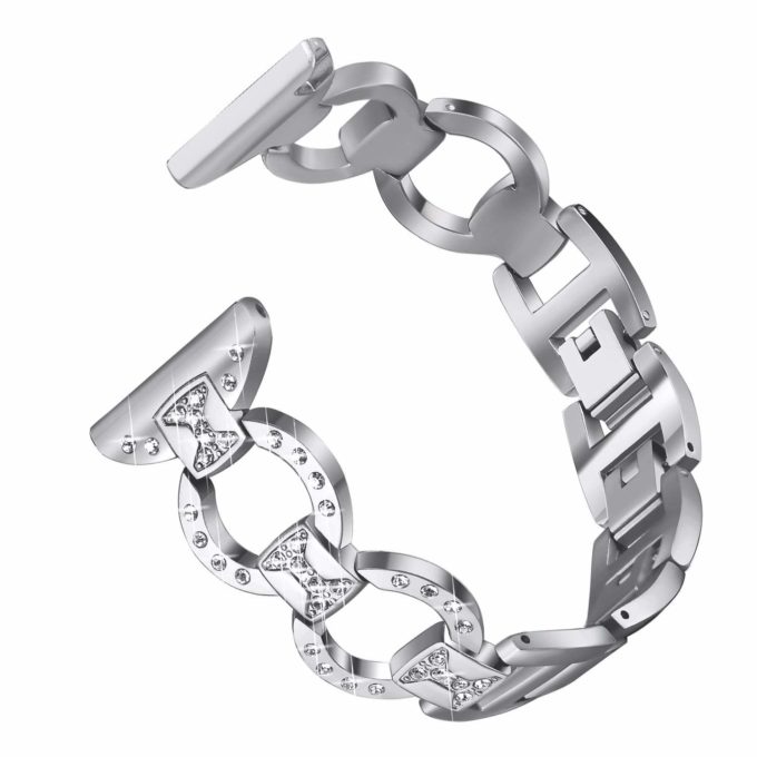 Fb.m98.ss Back Silver StrapsCo Stainless Steel Link Watch Band Strap With Rhinestones For Fitbit Versa