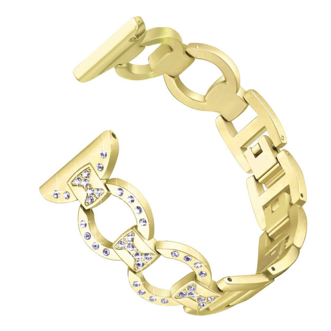 Fb.m98.yg Back Yellow Gold StrapsCo Stainless Steel Link Watch Band Strap With Rhinestones For Fitbit Versa