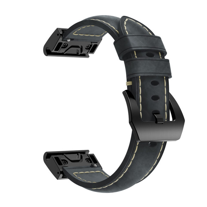 G.l7.1 Main Black StrapsCo QuickFit 26 Leather Watch Band Strap For Garmin Fenix 5X