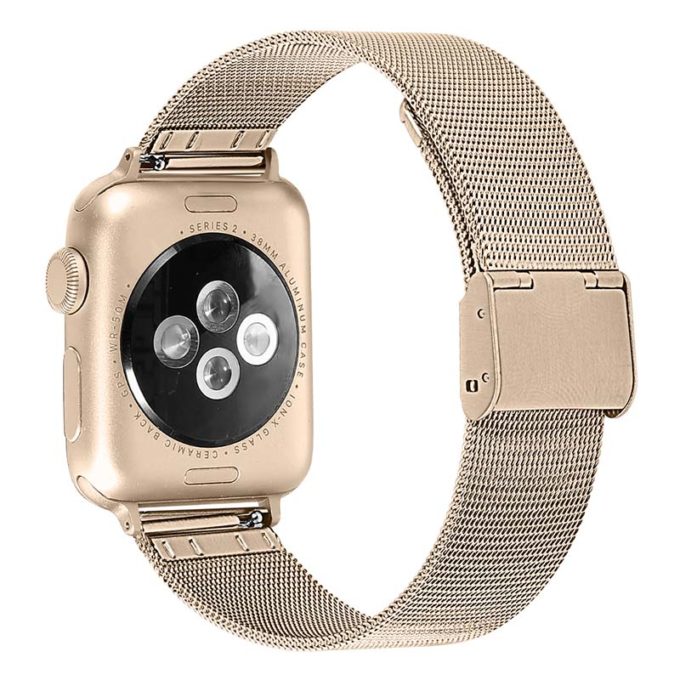 A.m2.17 Back Champagne StrapsCo Stainless Steel Milanese Mesh Adjustable Watch Band For Apple Watch