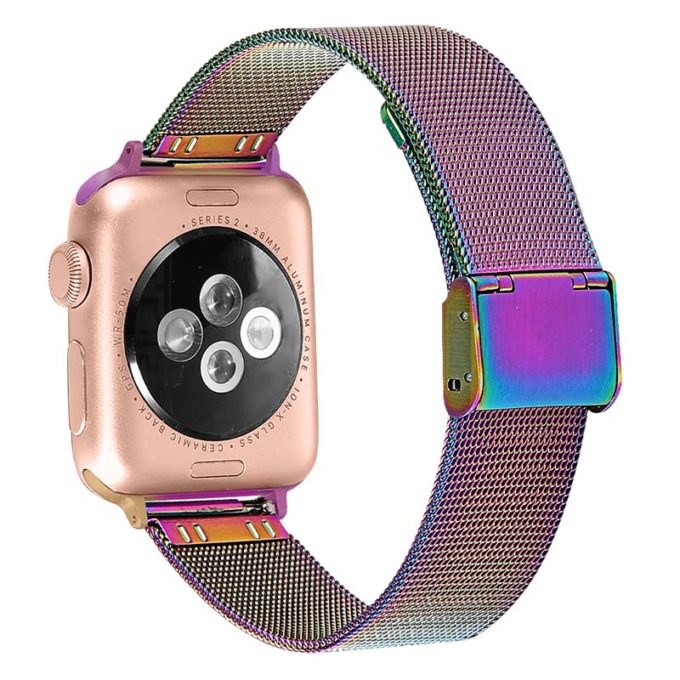 A.m2.abc Back Opal StrapsCo Stainless Steel Milanese Mesh Adjustable Watch Band For Apple Watch