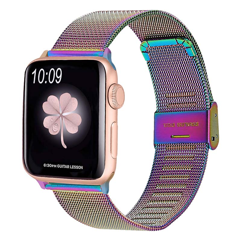 A.m2.abc Main Opal StrapsCo Stainless Steel Milanese Mesh Adjustable Watch Band For Apple Watch