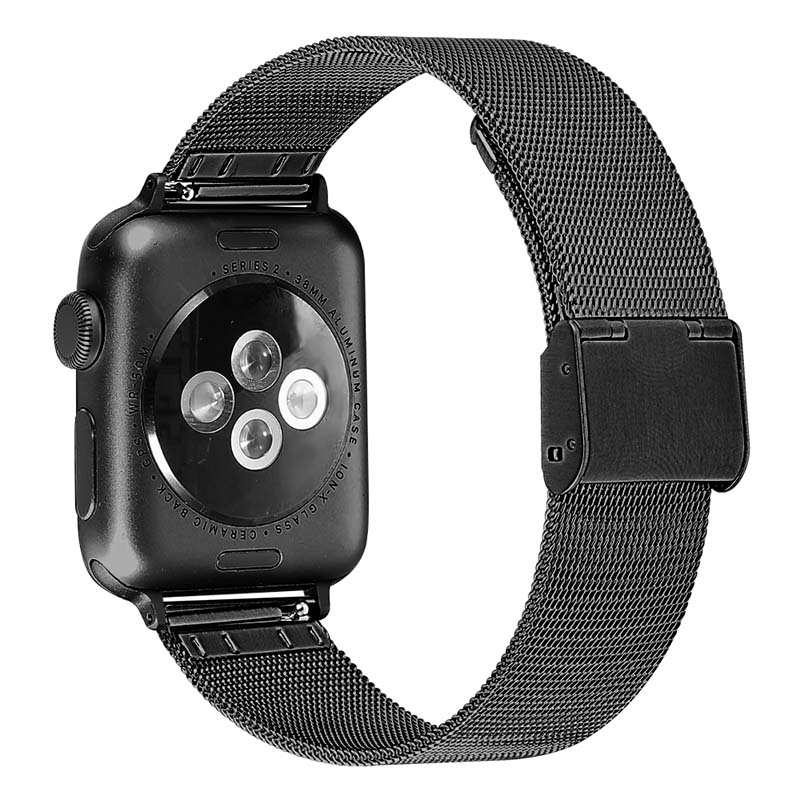 A.m2.mb Back Black StrapsCo Stainless Steel Milanese Mesh Adjustable Watch Band For Apple Watch