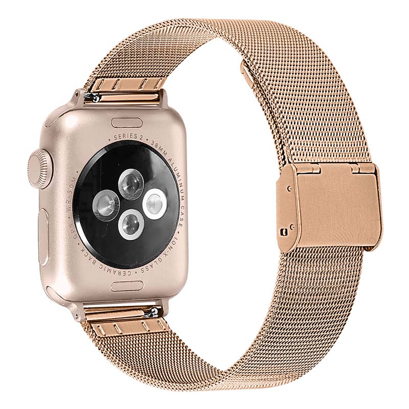 A.m2.rg Back Rose Gold StrapsCo Stainless Steel Milanese Mesh Adjustable Watch Band For Apple Watch