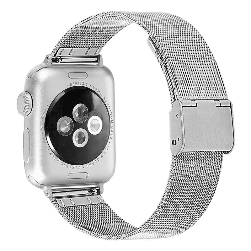 A.m2.ss Back Silver StrapsCo Stainless Steel Milanese Mesh Adjustable Watch Band For Apple Watch