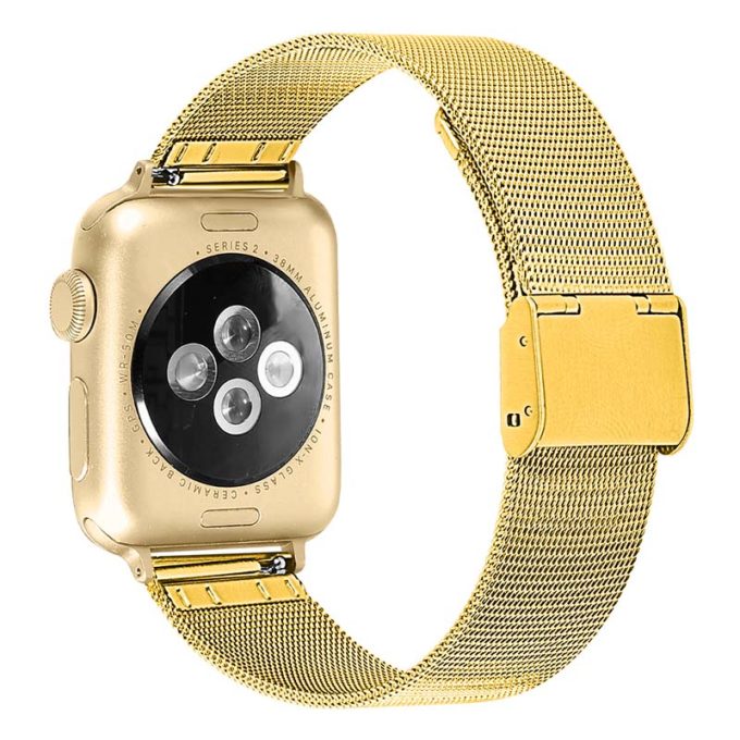 A.m2.yg Back Yellow Gold StrapsCo Stainless Steel Milanese Mesh Adjustable Watch Band For Apple Watch