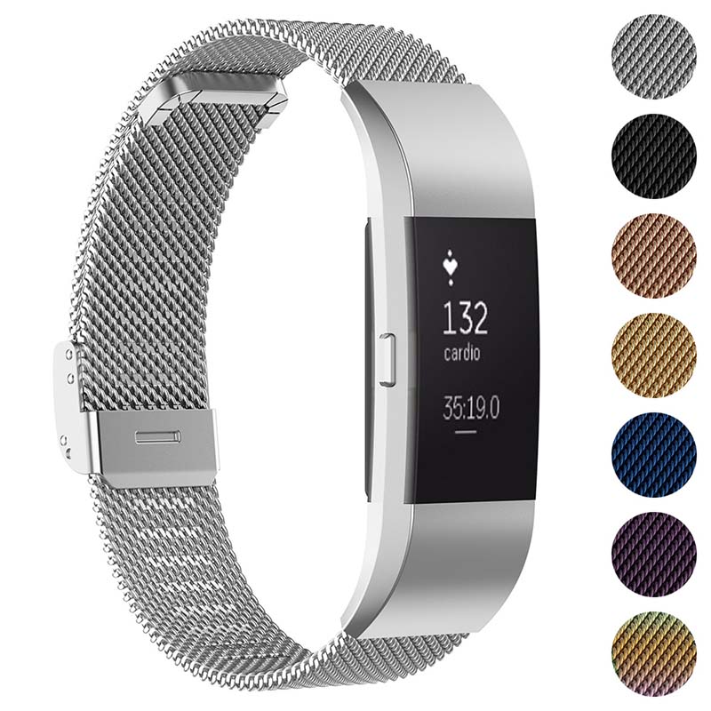 Stainless steel milanese loop band for on sale fitbit charge 2