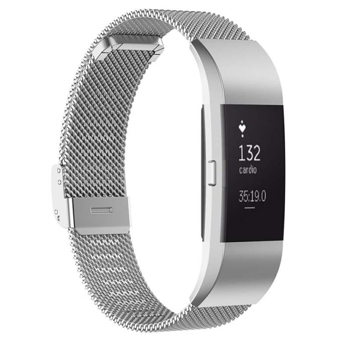 Fb.m1.ss Main Silver StrapsCo Milanese Mesh Stainless Steel Watch Band Strap For FitBit Charge 2