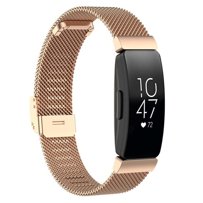 Fb.m102.rg Main Rose Gold StrapsCo Stainless Steel Shark Mesh Watch Band Strap For Fitbit Inspire & Inspire HR
