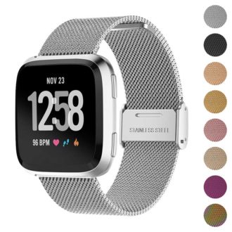 Fb.m54.ss Gallery Silver StrapsCo Milanese Mesh Stainless Steel Watch Band Strap For FitBit Versa