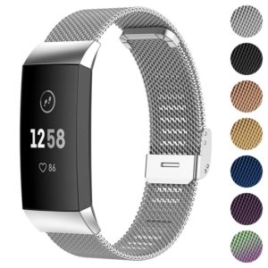 Fb.m66.ss Gallery Silver StrapsCo Stainless Steel Milanese Mesh Watch Band For Fitbit Charge 3 & Charge 4