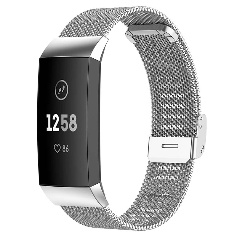 Milanese Metal Replacement Strap for Fitbit Charge 3 Secure Band Metal Buckle 