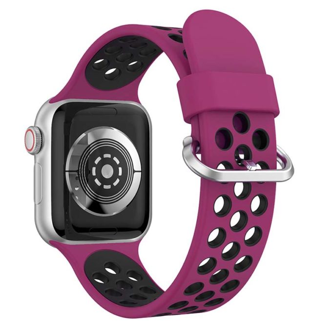 A.r2.18.1 Back Purple & Black StrapsCo Silicone Perforated Rubber Watch Band Strap For Apple Watch Series 12345