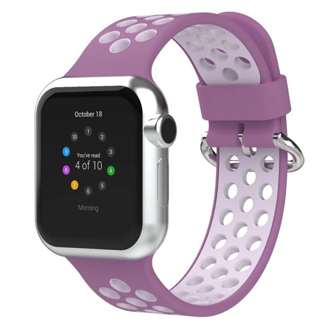 A.r2.18a.13a Main Light Purple & Light Pink StrapsCo Silicone Perforated Rubber Watch Band Strap For Apple Watch Series 12345