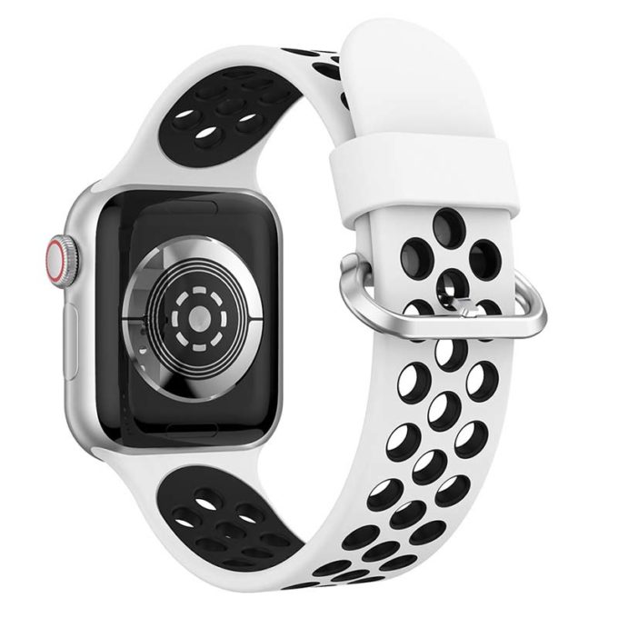A.r2.22.1 Back White & Black StrapsCo Silicone Perforated Rubber Watch Band Strap For Apple Watch Series 12345