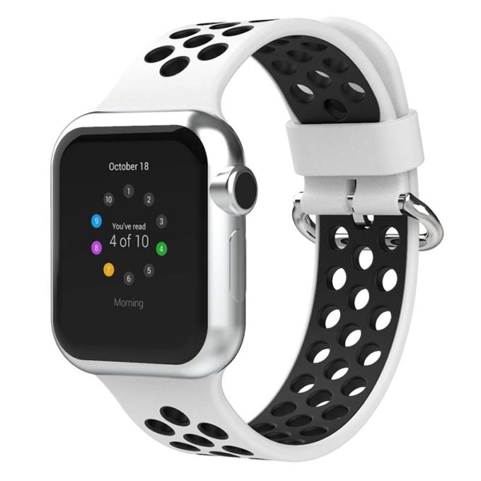 A.r2.22.1 Main White & Black StrapsCo Silicone Perforated Rubber Watch Band Strap For Apple Watch Series 12345