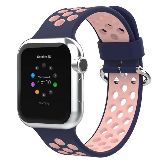 A.r2.5a.13 Main Midnight & Pink StrapsCo Silicone Perforated Rubber Watch Band Strap For Apple Watch Series 12345