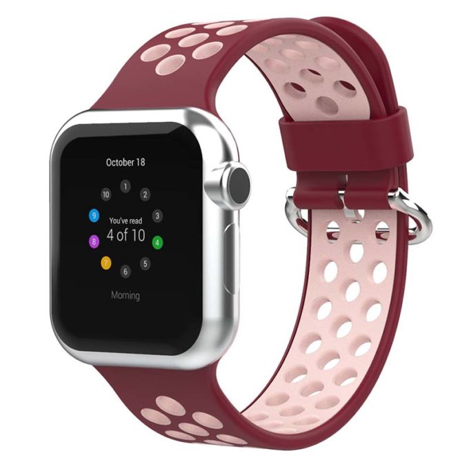 A.r2.6.13 Main Red & Pink StrapsCo Silicone Perforated Rubber Watch Band Strap For Apple Watch Series 12345