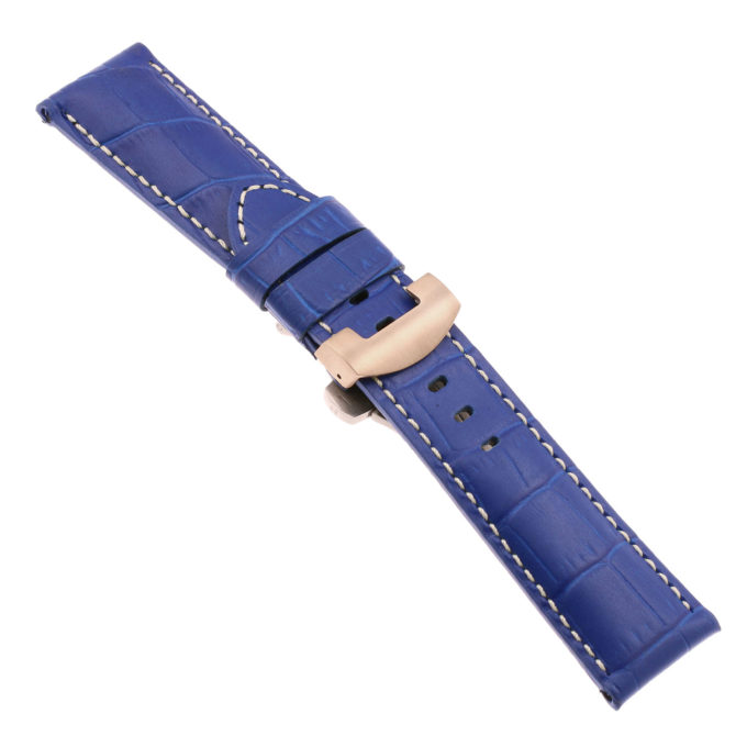 ps4.5.rg Main Blue Croc Leather Panerai Watch Band Strap With Rose Gold Deployant Clasp