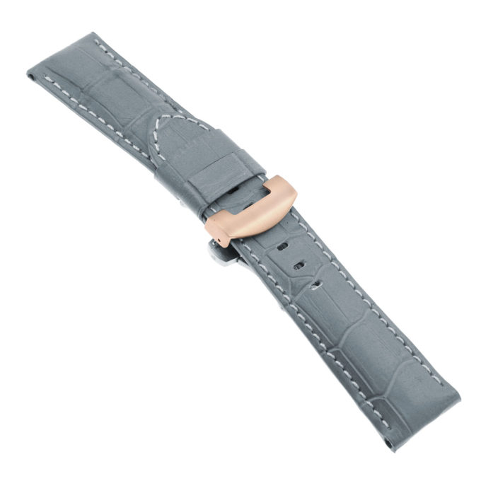 ps4.7.rg Main Grey Croc Leather Panerai Watch Band Strap With Rose Gold Deployant Clasp