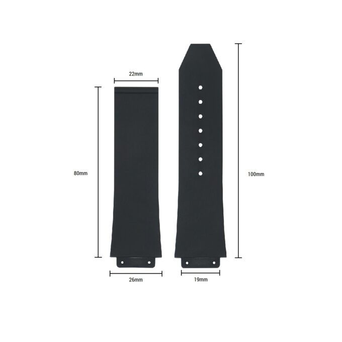 R.hb2.1.nb Up Black (No Clasp) Strap For Hublot Big Bang With Dimensions
