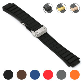 r.hb3 .1.ss Gallery Black Brushed Silver Clasp StrapsCo Silicone Rubber Watch Band Strap For Hublot Big Bang