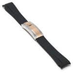 R.rx1.1.ss.rg Main Black (Silver & Rose Gold Clasp) StrapsCo Silicone Rubber Replacement Watch Band Strap For Rolex With Curved Ends