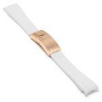 R.rx1.22.rg Main White (Rose Gold Clasp) StrapsCo Silicone Rubber Replacement Watch Band Strap For Rolex With Curved Ends