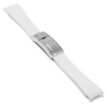 R.rx1.22.ss Main White (Silver Clasp) StrapsCo Silicone Rubber Replacement Watch Band Strap For Rolex With Curved Ends