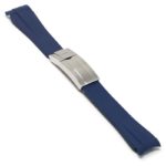 R.rx1.5.ss Main Blue (Silver Clasp) StrapsCo Silicone Rubber Replacement Watch Band Strap For Rolex With Curved Ends