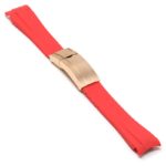 R.rx1.6.rg Main Red (Rose Gold Clasp) StrapsCo Silicone Rubber Replacement Watch Band Strap For Rolex With Curved Ends
