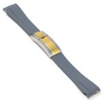 R.rx1.7.ss.yg Main Grey (Silver & Yellow Gold Clasp) StrapsCo Silicone Rubber Replacement Watch Band Strap For Rolex With Curved Ends