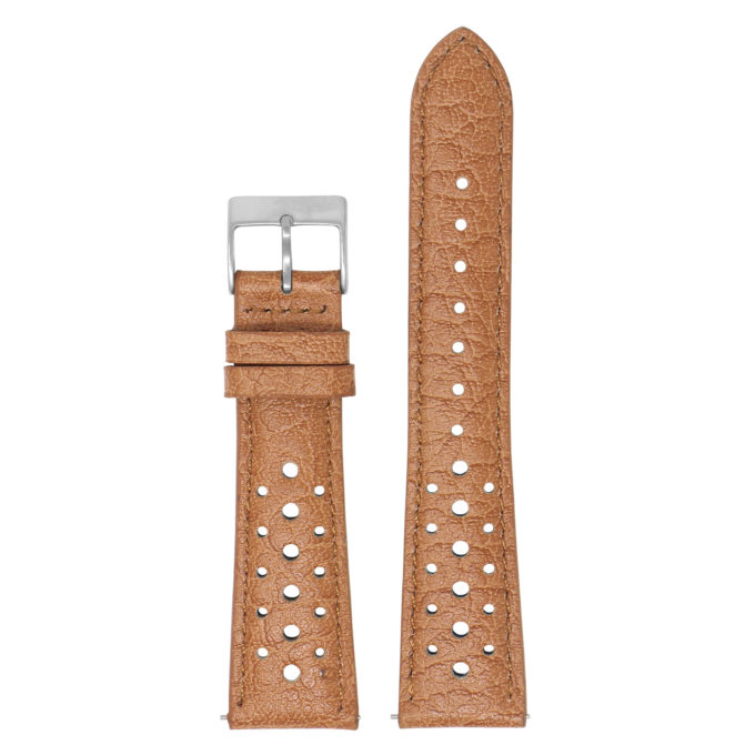 ra6.3 Main Tan DASSARI Perforated Leather Rally Watch Band Strap 18mm 19mm 20mm 21mm 22mm