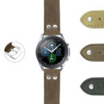 S.gx3.p600 DASSARI Liberty Leather Strap With Metal Keeper & Rivets For Samsung Galaxy Watch 3 45mm 41mm 22mm 20mm