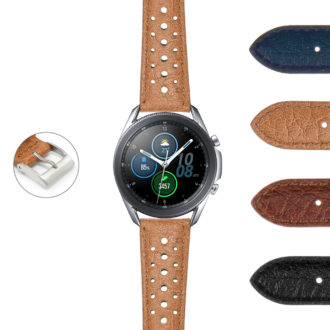 S.gx3.ra6 DASSARI Perforated Leather Rally Strap For Samsung Galaxy Watch 3 45mm 41mm 22mm 20mm