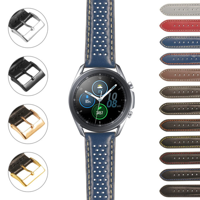 S.gx3.st22 StrapsCo Perforated Rally Strap For Samsung Galaxy Watch 3 45mm 41mm 22mm 20mm