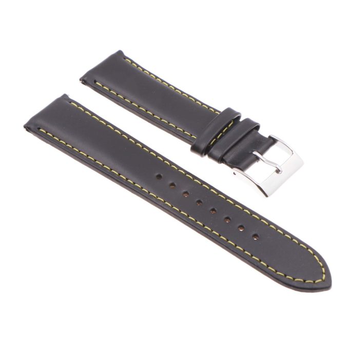 st18.1.10 Angle Black Yellow Padded Smooth Leather Watch Band Strap