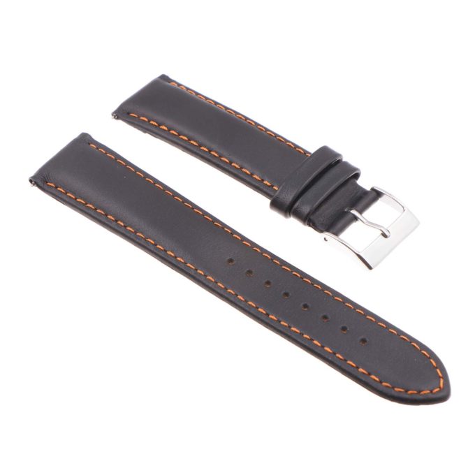 st18.1.12 Angle Black Orange Padded Smooth Leather Watch Band Strap