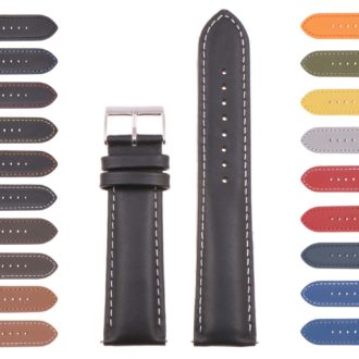 st18.1.22 Gallery Black White Padded Smooth Leather Watch Band Strap