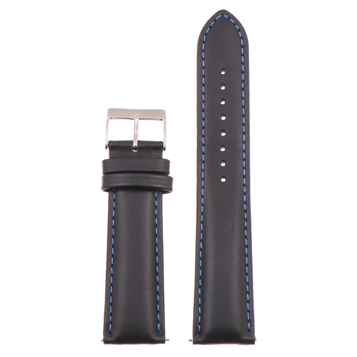 st18.1.5 Up Black Blue Padded Smooth Leather Watch Band Strap