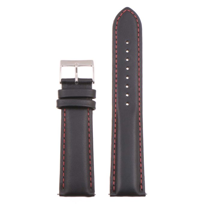 st18.1.6 Up Black Red Padded Smooth Leather Watch Band Strap