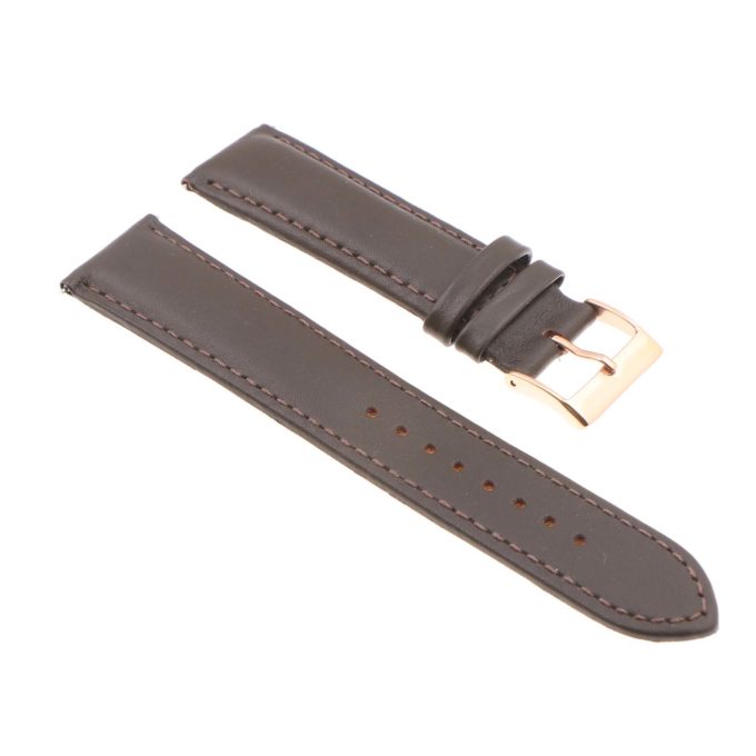 st18.2.2.rg Angle Brown Rose Gold Buckle Padded Smooth Leather Watch Band Strap