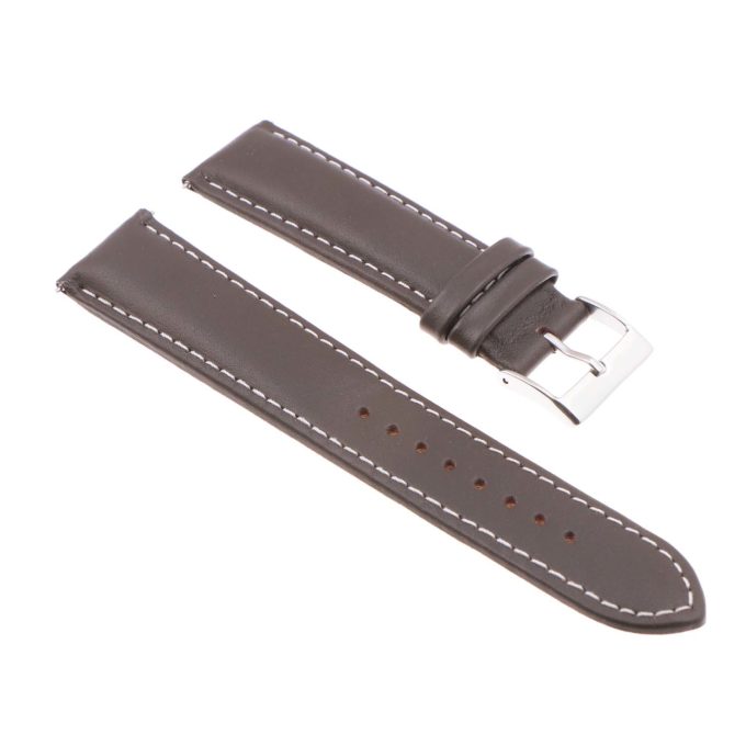 st18.2.22 Angle Brown White Padded Smooth Leather Watch Band Strap