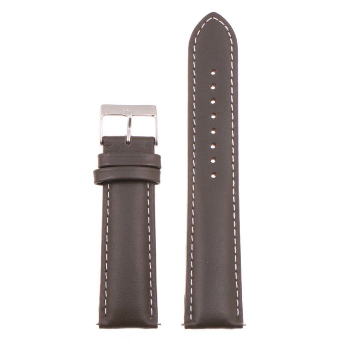 st18.2.22 Up Brown White Padded Smooth Leather Watch Band Strap